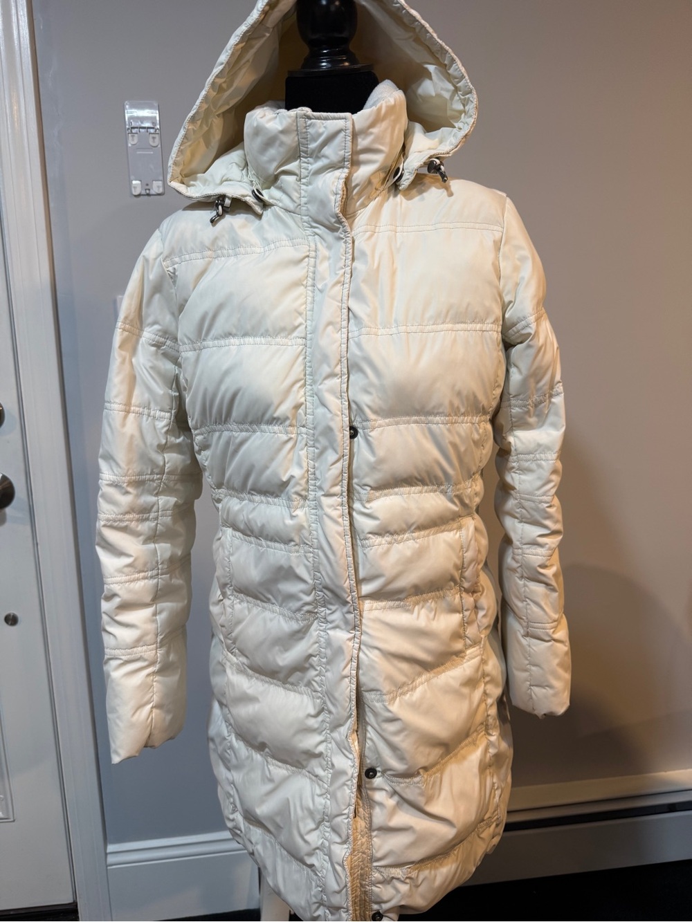 Lands' End Cream Hooded Puffer Coat